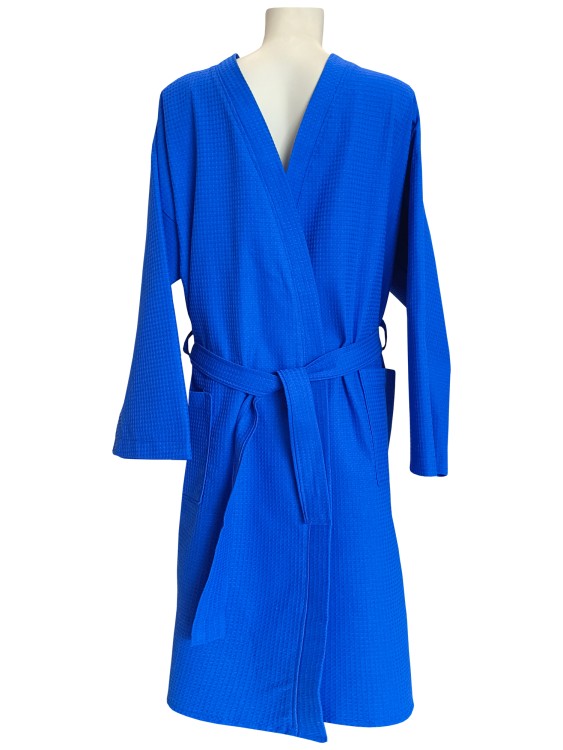 Men's waffle robe "Kimono", blue